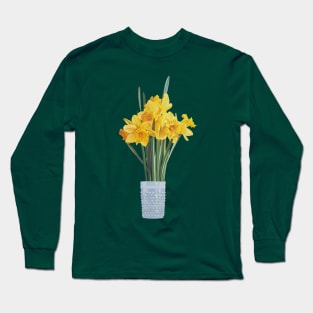 Daffodils in a Hobnail Vase Painting (no background) Long Sleeve T-Shirt